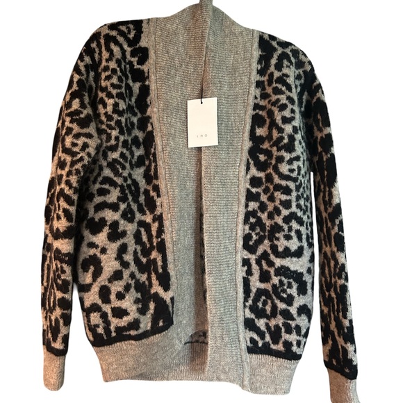 IRO Sweaters - NWT IRO Beautiful Leopard Patterned Cardigan in Black and Gray Size M